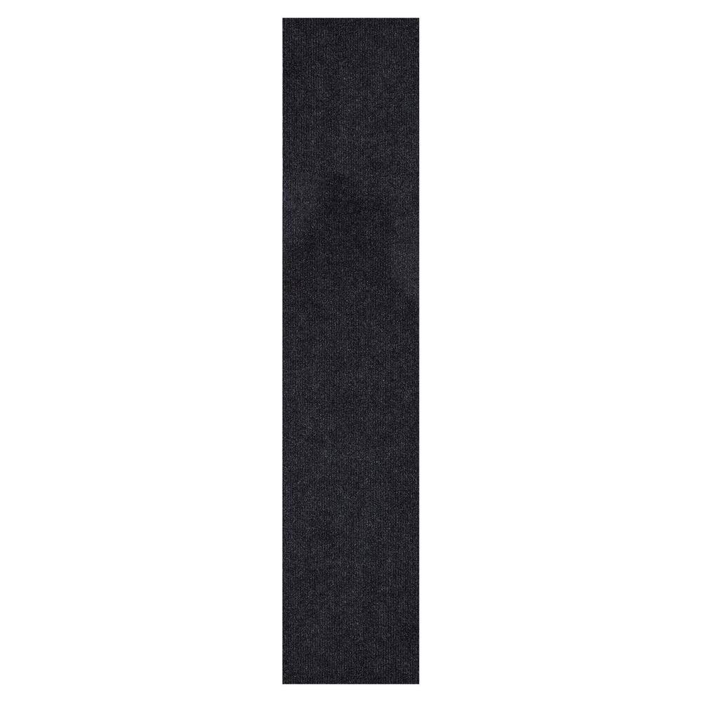 Sweet Home Stores Ribbed Waterproof Non-Slip Rubberback Runner Rug 2 ft. 7 in. W x 28 ft. L Black Polyester Garage Flooring