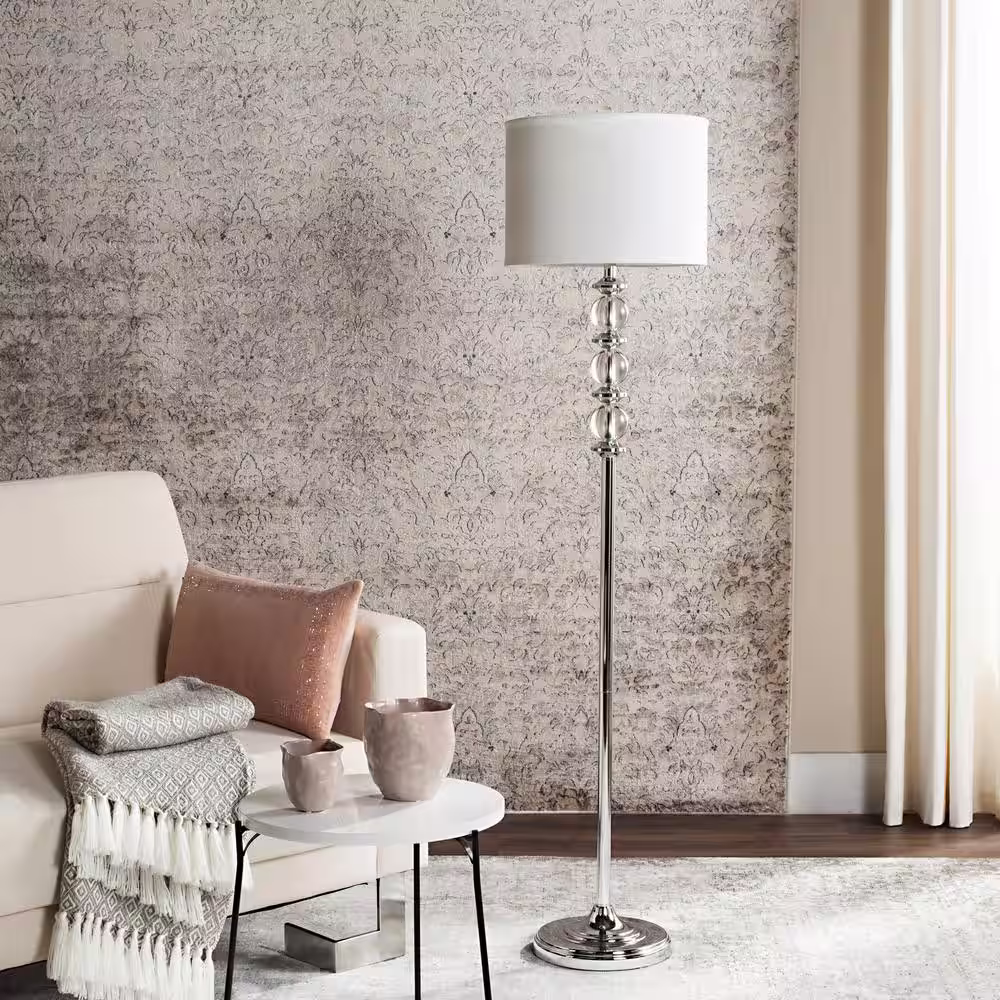 SAFAVIEH Riga 60.25 in. Clear Crystal Floor Lamp with Off-White Shade