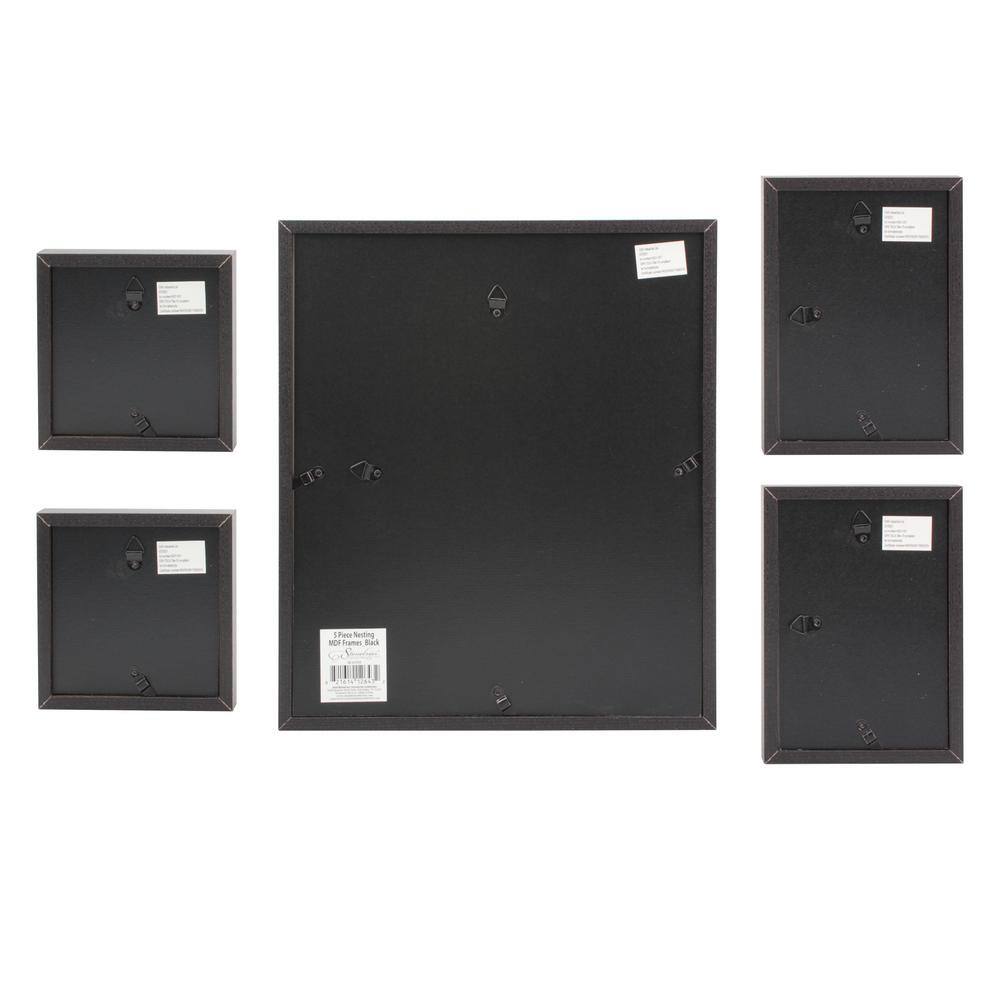 Stonebriar Collection Black Wood Nesting Picture Frame Set (Set of 5)