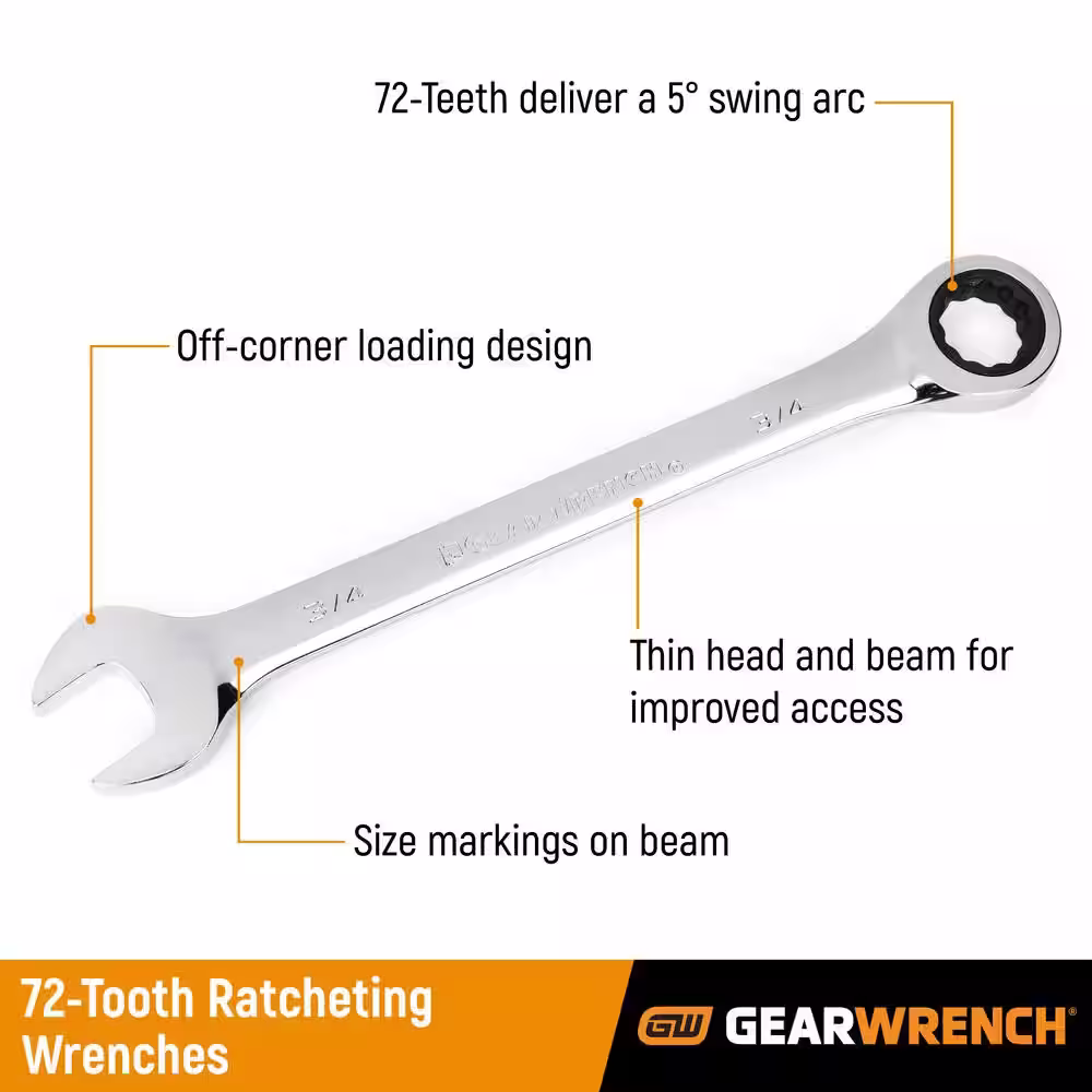 GEARWRENCH Metric 72-Tooth Open and Box End Ratcheting Combination Wrench Tool Set (12-Piece)