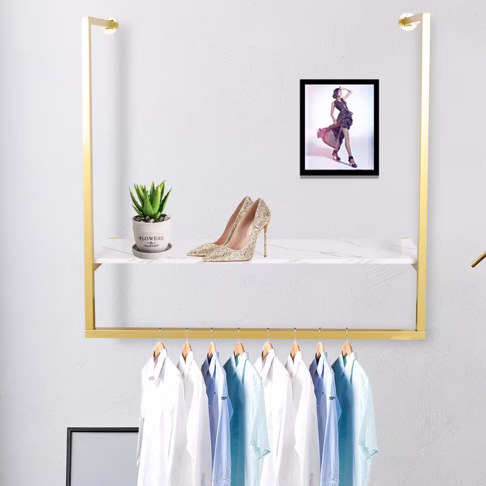 None Gold Iron U-shape Clothes Rack 39.37 in. x 39.37 in.