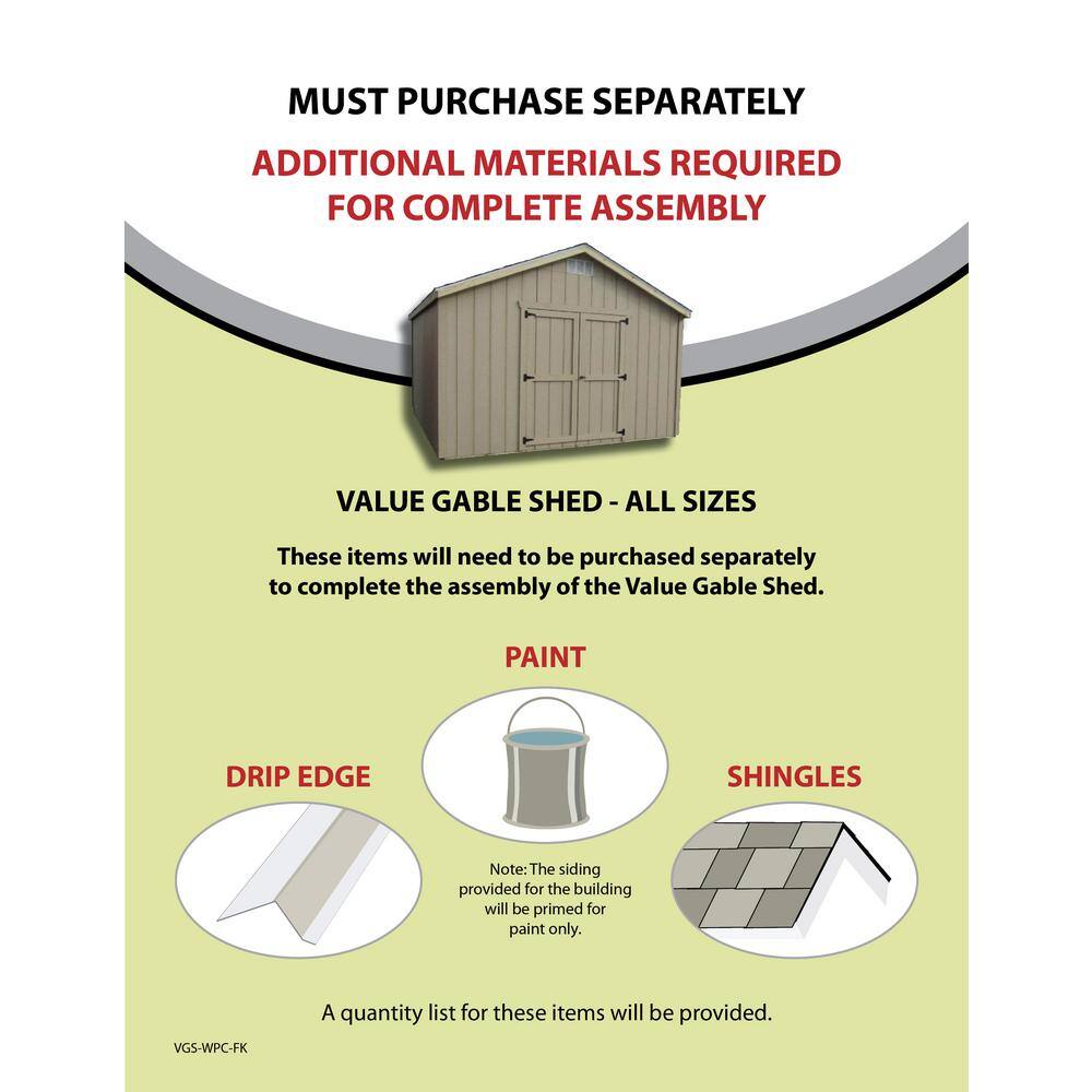 LITTLE COTTAGE CO. Value Gable 12 ft. x 14 ft. Wood Shed Precut Kit with Floor