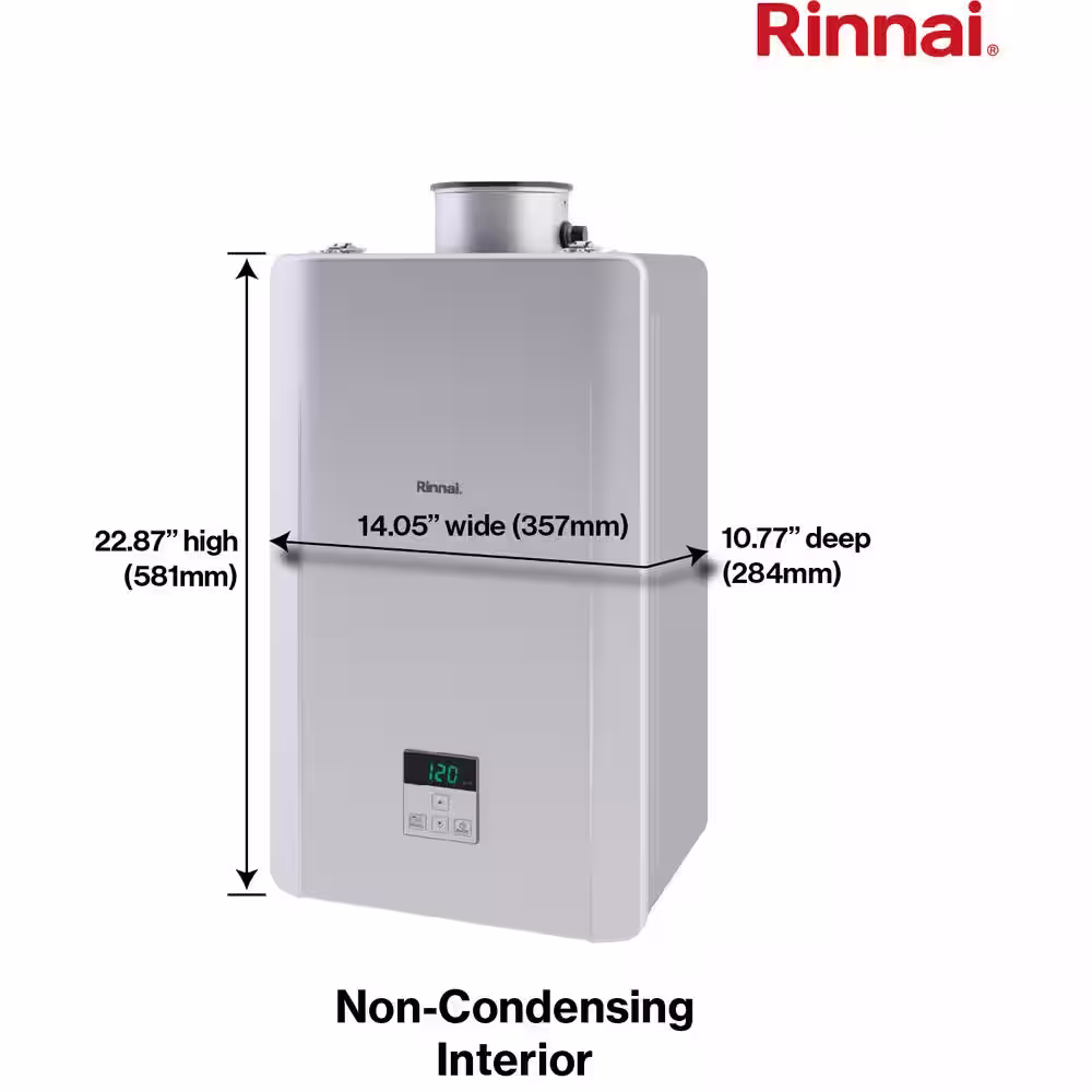 Rinnai High Efficiency Non-Condensing 8.5 GPM Residential 180,000 BTU Interior Propane Gas Tankless Water Heater