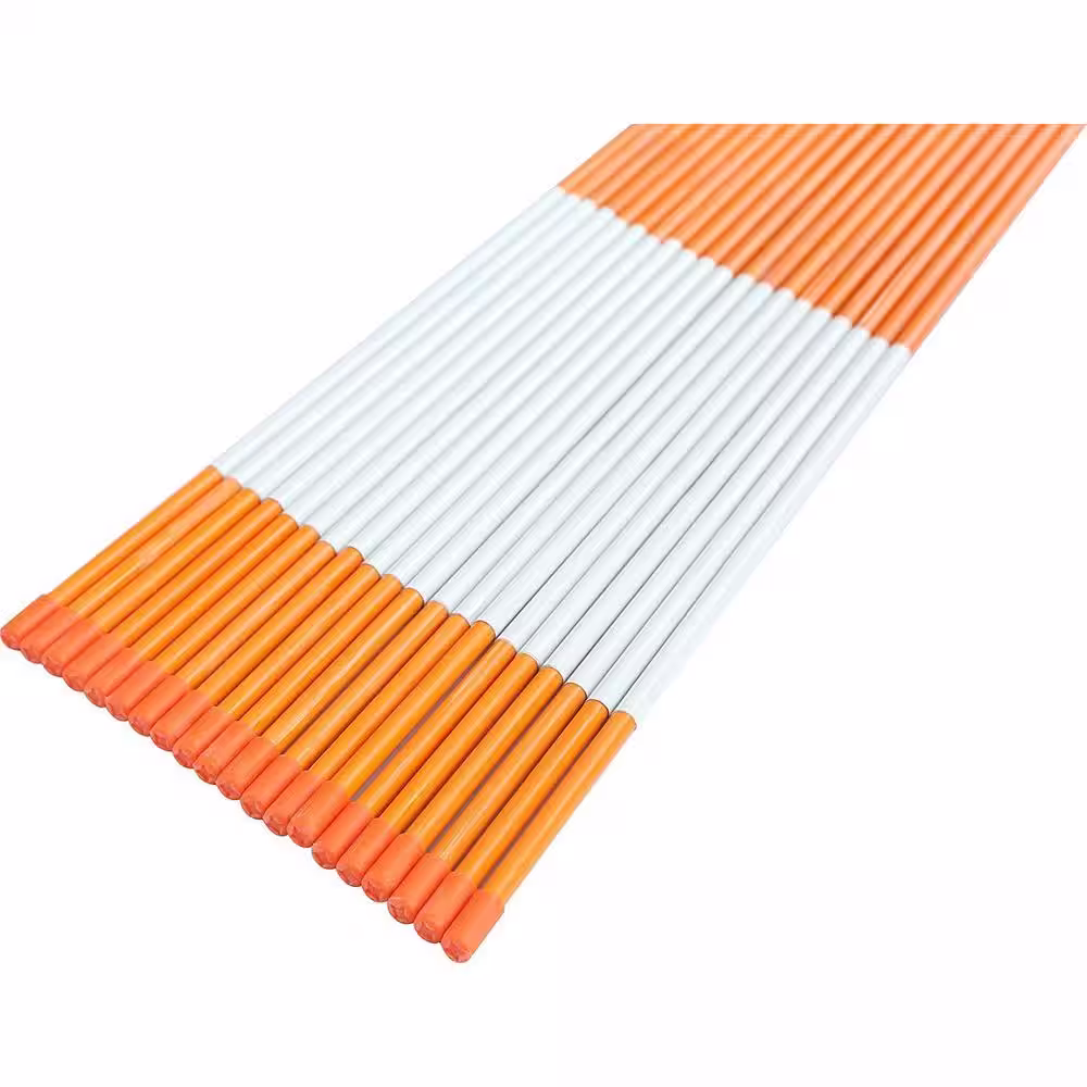 FiberMarker 24 in. Driveway Markers 1/4 in. Dia Snow Poles Snow Markers Snow Stakes Hollow, Orange (20-Pack)