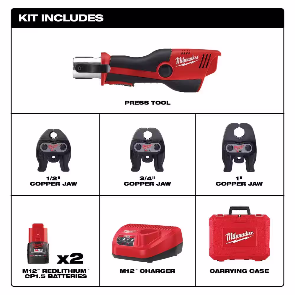 Milwaukee M12 12-Volt Lithium-Ion Force Logic Cordless Press Tool Kit with M12 Bandsaw