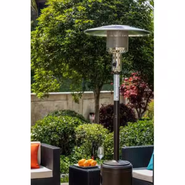 None 47,000 BTU 88 in. Outdoor Patio Propane Heater with Portable Wheels Standing Gas Outside Heater Stainless Steel Burner
