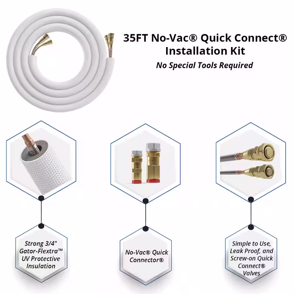 MRCOOL DIY Universal 54000 BTU 17 SEER R410ASplitSystem Heat Pump with 50 ft. NoVac Install Kit15kW Heatkit-208/230-Volt