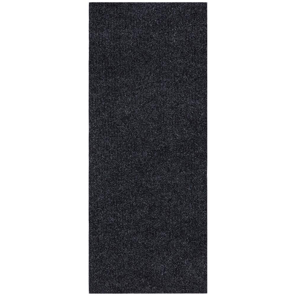 Sweet Home Stores Ribbed Waterproof Non-Slip Rubberback Runner Rug 2 ft. 7 in. W x 8 ft. L Black Polyester Garage Flooring