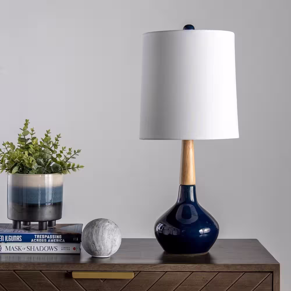nuLOOM Castine 25 in. Navy Contemporary Table Lamp with Shade