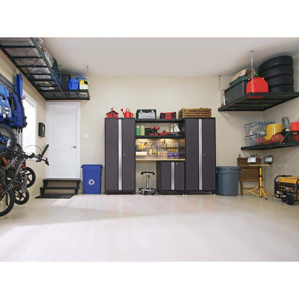 NewAge Products Bold Series 120 in. W x 48.25 in. H x 12 in. D 24-Gauge Steel Garage Cabinet Set in Gray (2-Piece)