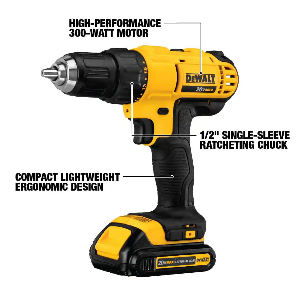 DEWALT 20V MAX Cordless 4 Tool Combo Kit with (2) 20V 2.0Ah Batteries and Charger
