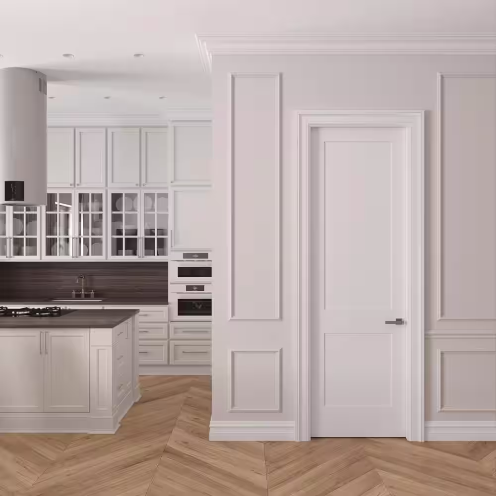 None 30 in. x 96 in. Right-Handed Solid Core Primed White Composite Single Prehung Interior Door Black Hinges