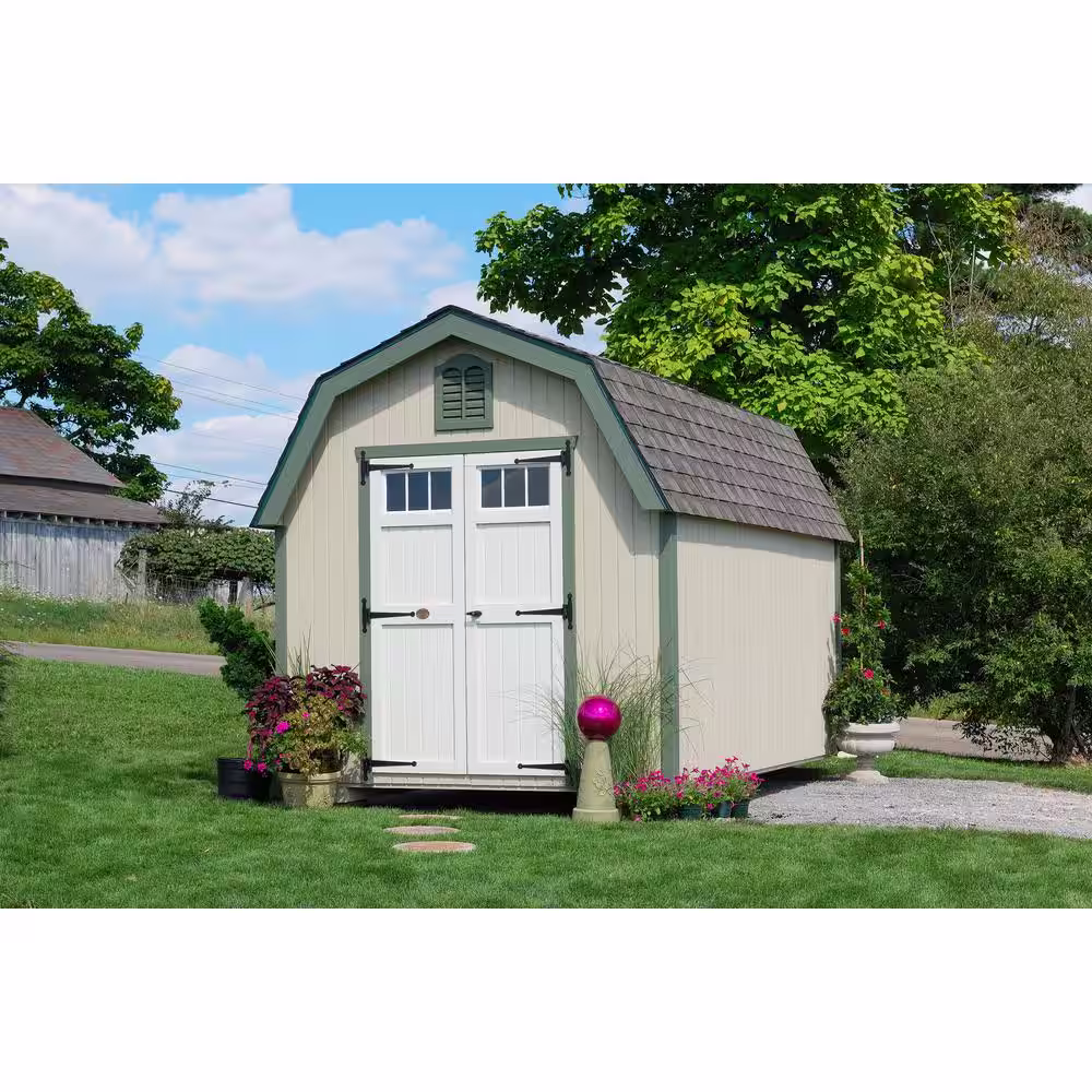LITTLE COTTAGE CO. Colonial Greenfield 10 ft. x 16 ft. Wood Storage Building DIY Kit with 4 ft. Sidewalls with Floor
