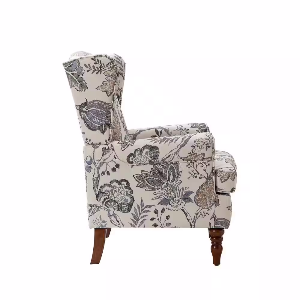 JAYDEN CREATION Daunus Green Traditional Style Upholstered Armchair with Turned Legs