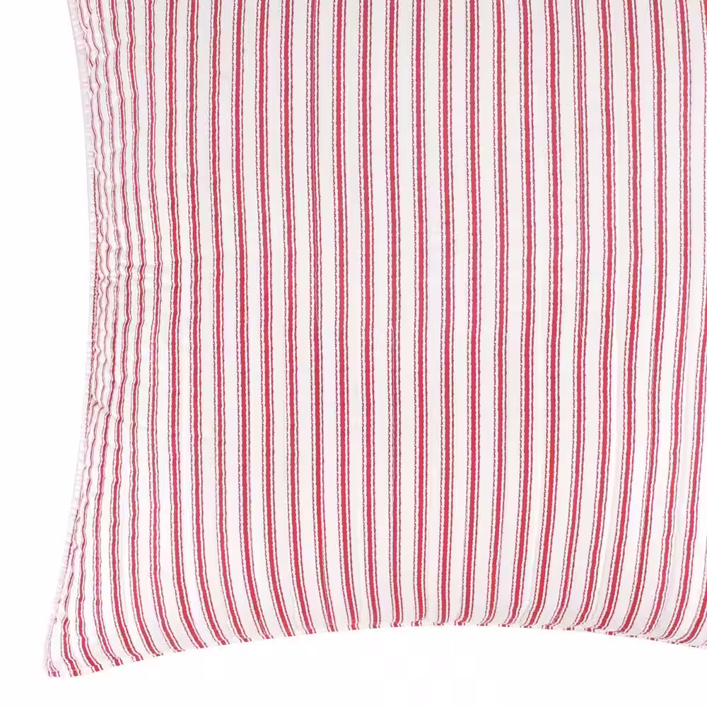 None Winterberry Forest Red Striped Quilted Microfiber Euro Sham - (Set of 2)