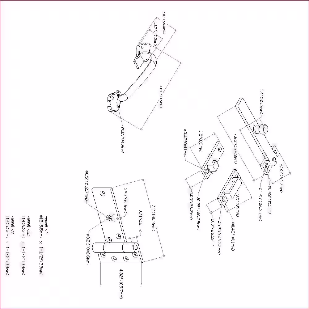 Everbilt 8 in. Matte Black Cast Iron Drop Bar Latch Gate Set with 6 in. Tee Hinge and 8 in. Gate Pull