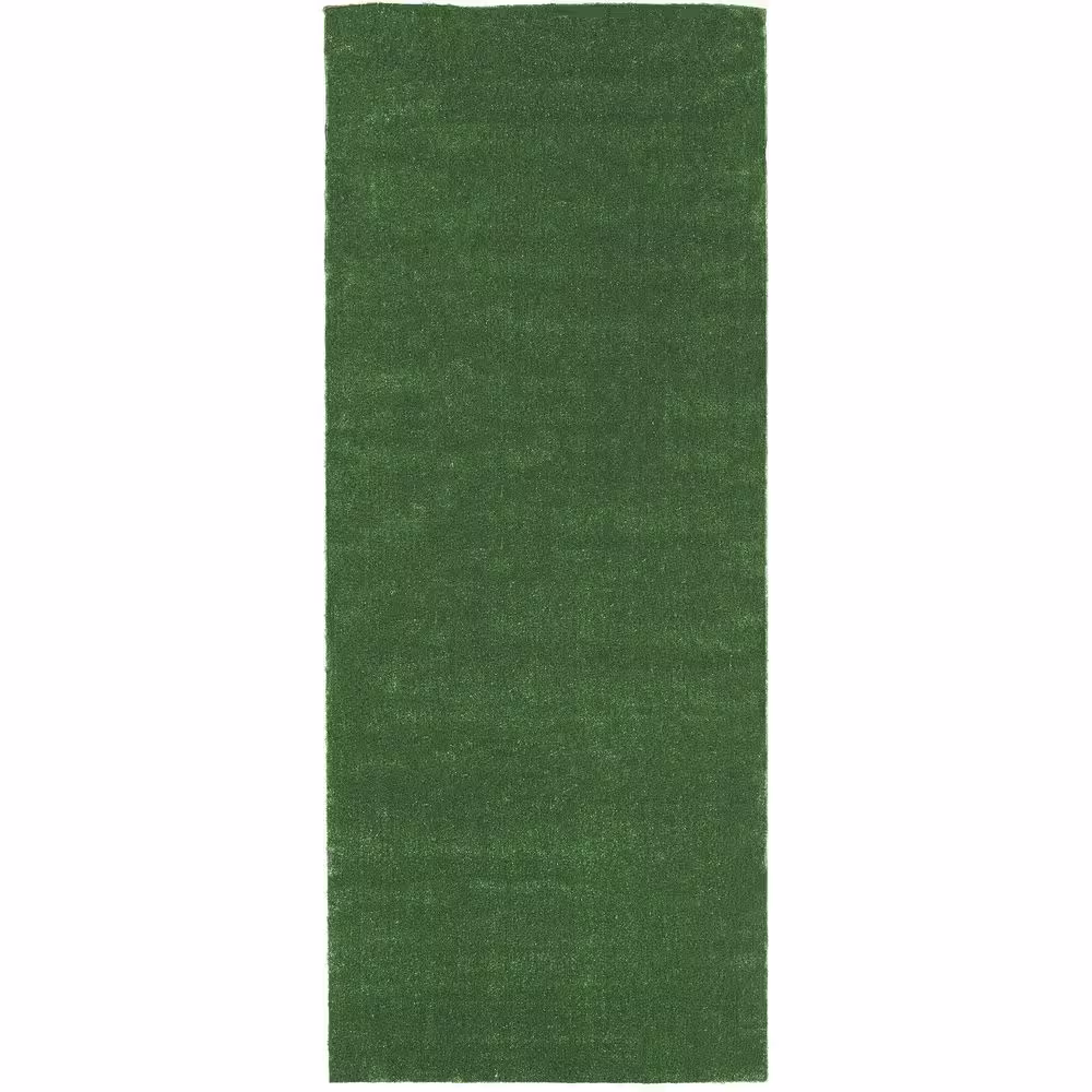 Sweet Home Stores Meadowland Collection Waterproof Solid Indoor/Outdoor 3 ft. x 12 ft. Green Artificial Grass Runner Rug