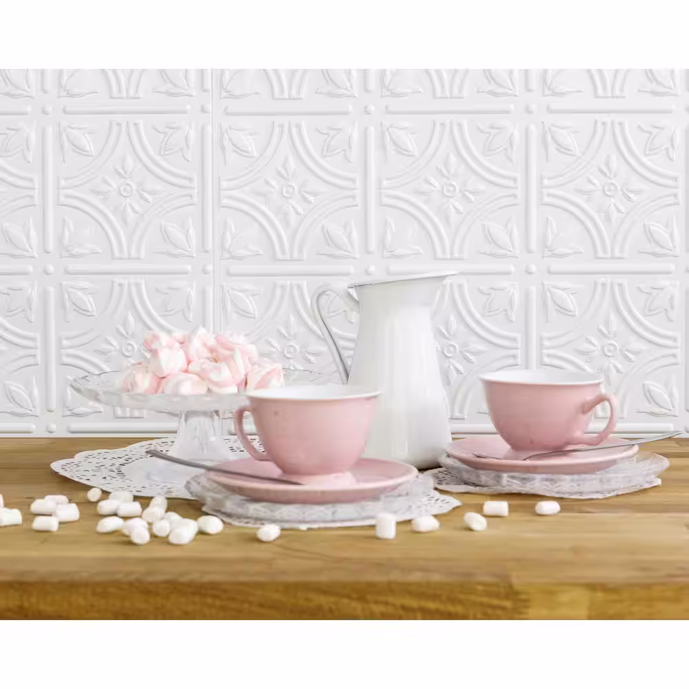 None 18.5 in. x 24.3 in. Empire Decorative 3D PVC Backsplash Panels in White 30-Pieces