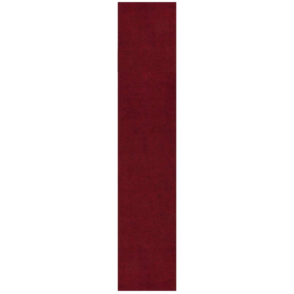 Sweet Home Stores Ribbed Waterproof Non-Slip Rubber Back Solid Runner Rug 2 ft. W x 23 ft. L Red Polyester Garage Flooring