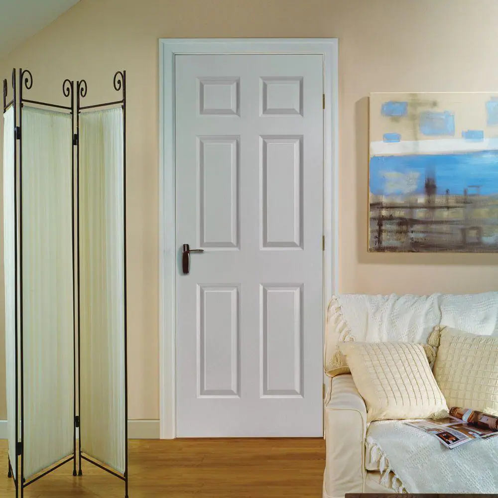 Masonite 28 in. x 78 in. Textured 6-Panel Hollow Core Primed Composite Interior Door Slab