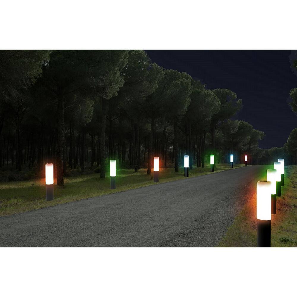 TECHKO Solar Black Integrated LED Garden and Pathway Light with Multi-Color Light