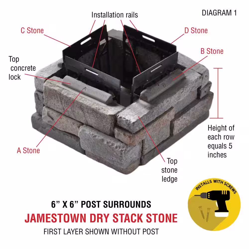 M-Rock P-Series 6 x 6 Hampton Ledge Post Surround Concrete Stone Veneer