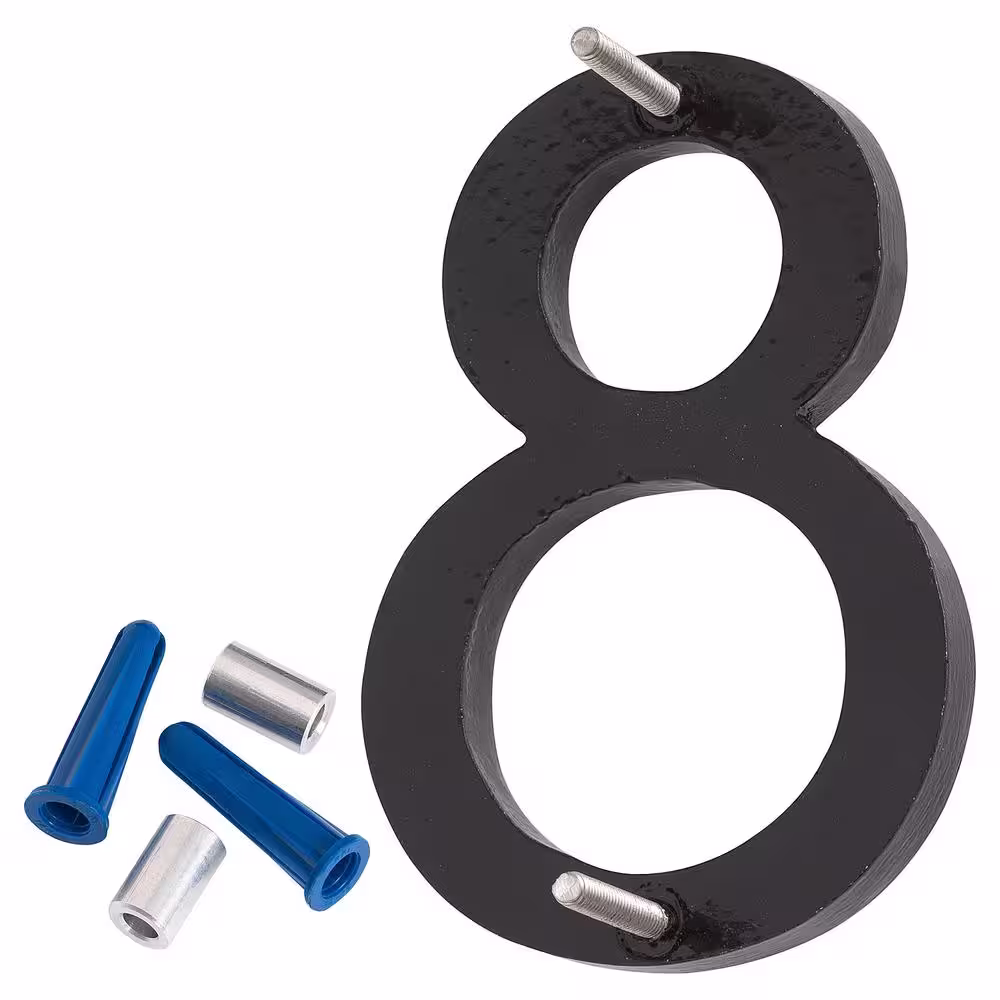 Montague Metal Products 4 in. Satin Nickel/Black 2-Tone Aluminum Floating or Flat Modern House Number 8