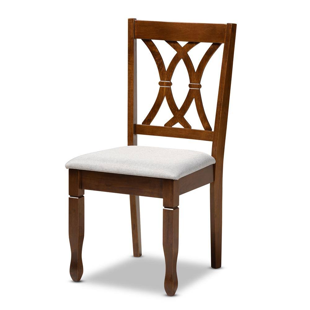 Baxton Studio Augustine 7-Piece Grey and Walnut Brown Dining Set
