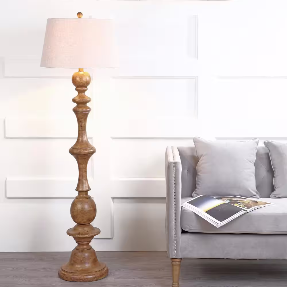 JONATHAN Y Taylor 67 in. H Brown Resin Floor Lamp