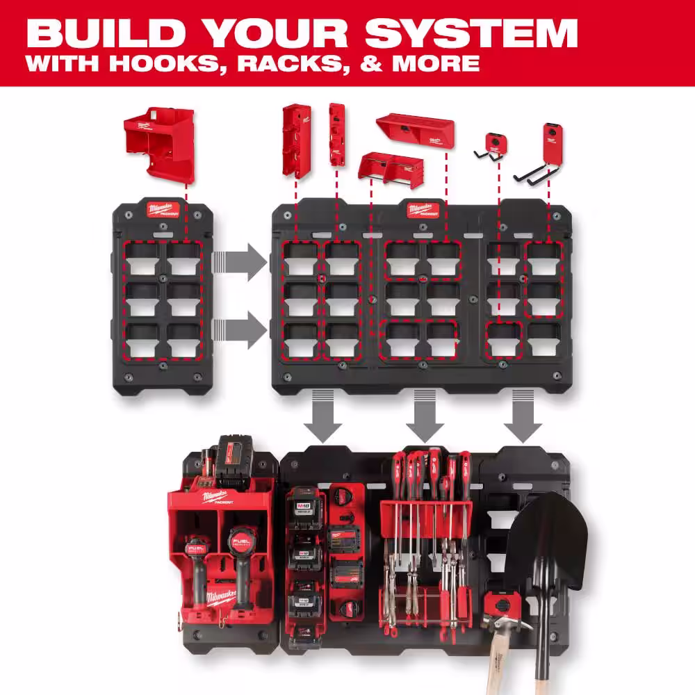 Milwaukee Packout Straight Utility Hook with Packout Large Wall Plate
