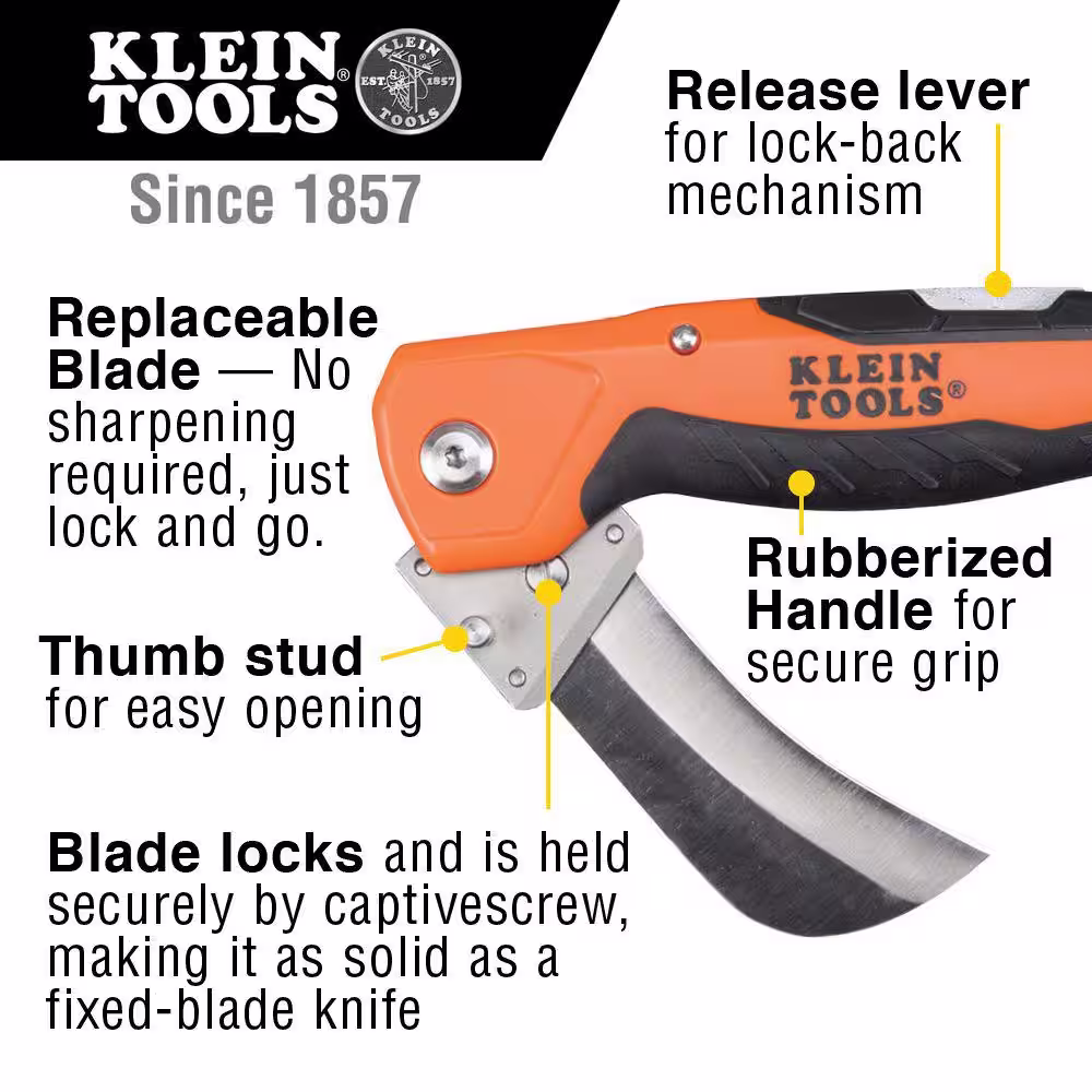 Klein Tools 2.5 in. Cable Skinning Utility Knife with Replaceable Blade