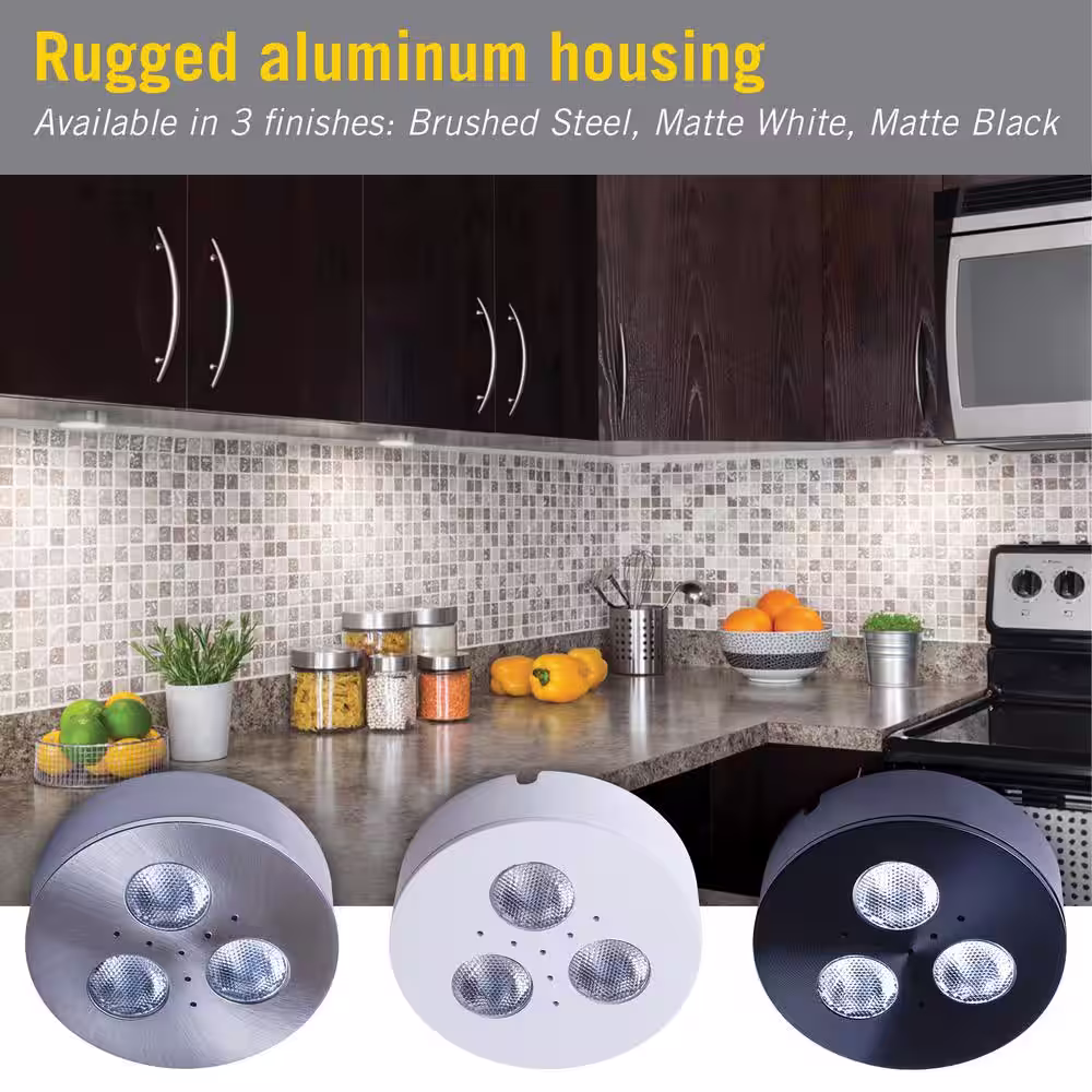 Armacost Lighting TriVue LED Puck Light - Warm White, Matte White Finish