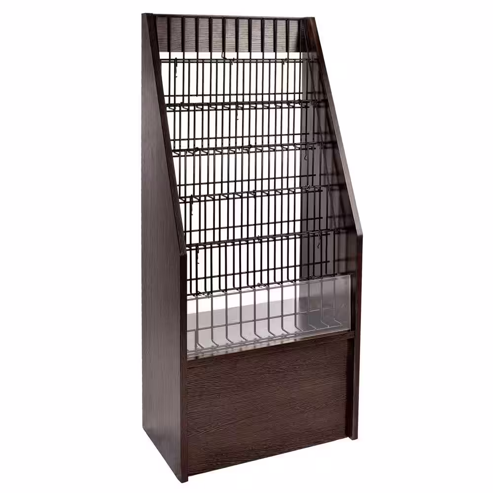 AdirOffice Wooden Free Standing 6-Tier Display Literature Brochure Magazine Rack in Black (2-Pack)