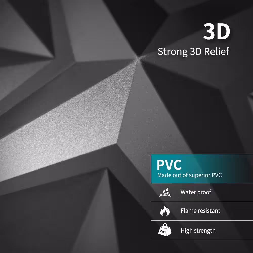 Art3d Triangle 3D Waterproof PVC Decorative Wall Panel 19.7 in. x 19.7 in. Ceiling Tile ( 32 sq. ft./box)
