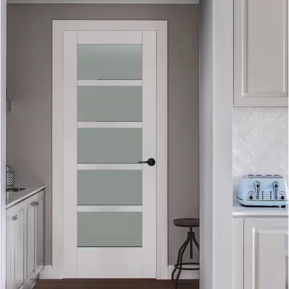 JELD-WEN 32 in. x 80 in. No Panel MODA Primed PMT1055 Solid Core Wood Interior Door Slab w/Translucent Glass