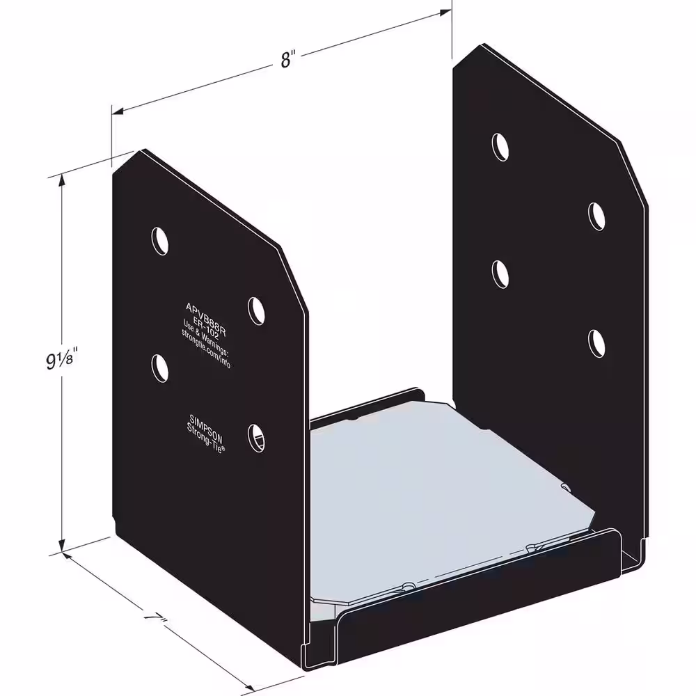 Simpson Strong-Tie Outdoor Accents Avant Collection ZMAX, Black Powder-Coated Post Base for 8x8 Actual Rough Lumber