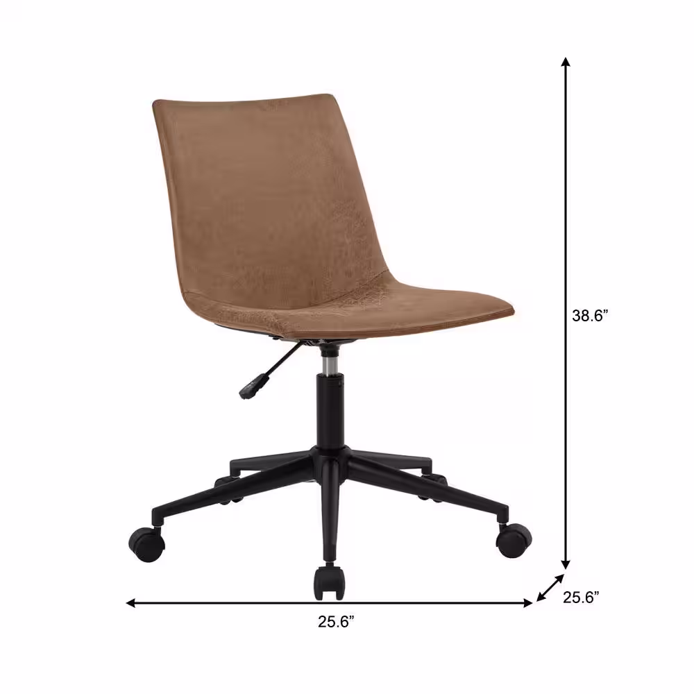 StyleWell Declan Swivel Office Chair in Distressed Camel Brown