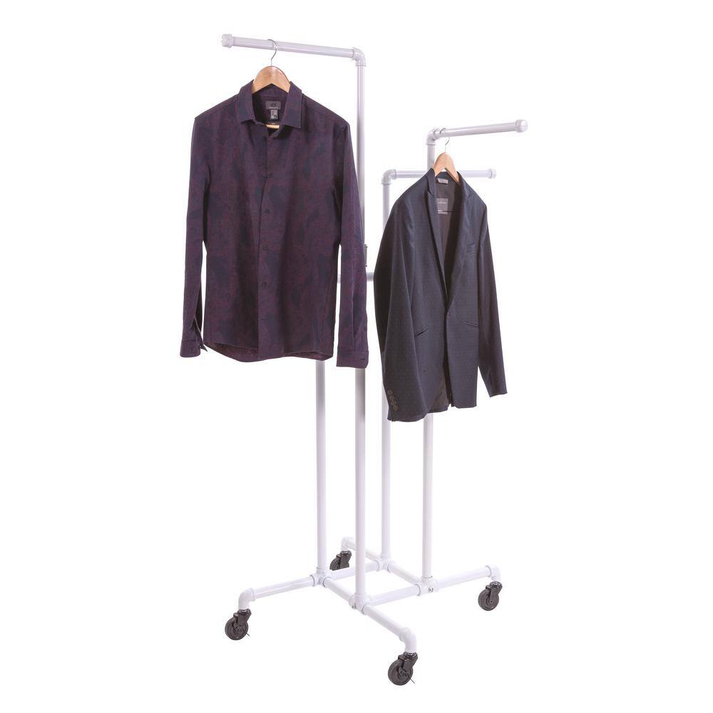 Econoco Adjustable White Steel Clothes Rack 16 in. W x 72 in. H