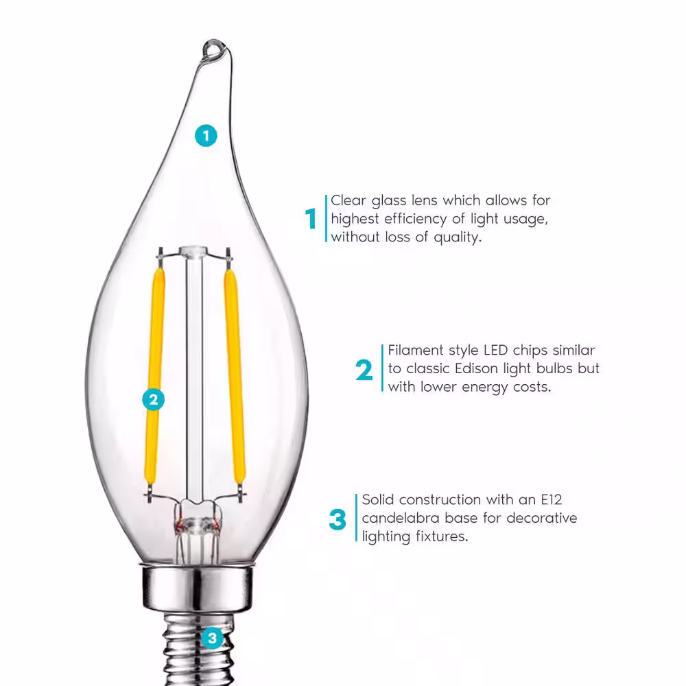 LUXRITE 40-Watt Equivalent CA11 Dimmable LED Light Bulbs UL Listed 3000K Soft White (12-Pack)