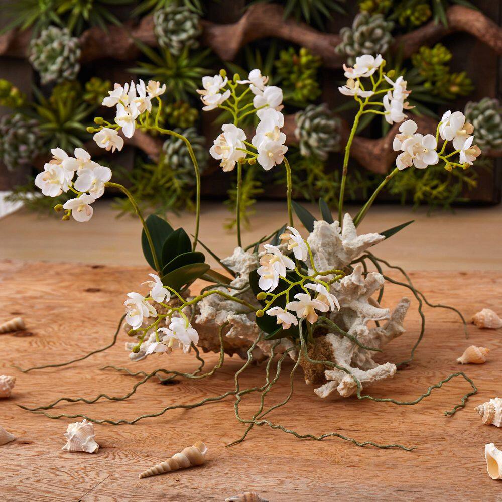 Nearly Natural Artificial Mini Phalaenopsis Set on Coral