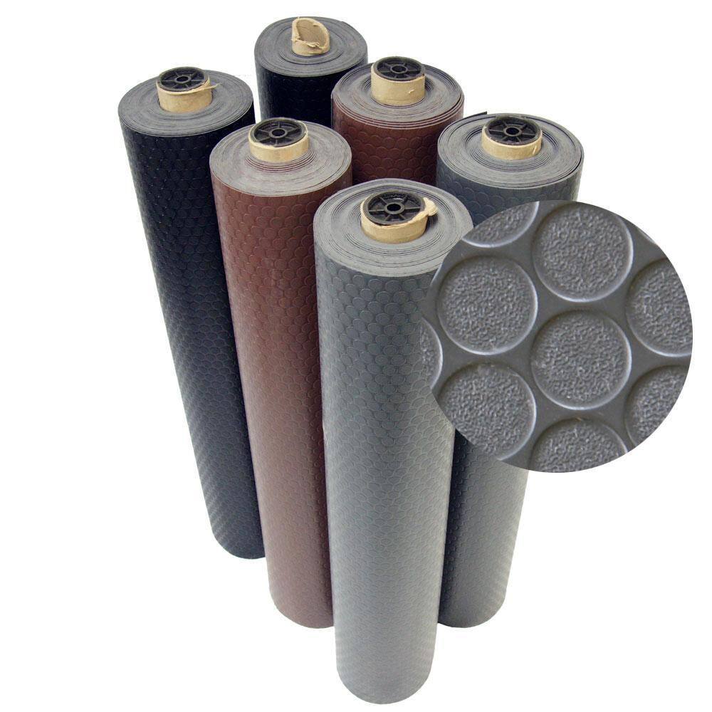 Rubber-Cal Coin Grip 4 ft. x 7 ft. Black Commercial Grade PVC Flooring