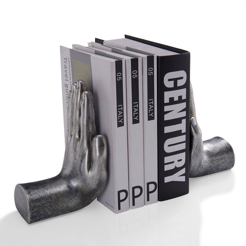DANYA B Hands Silver Resin Bookends (Set of 2)