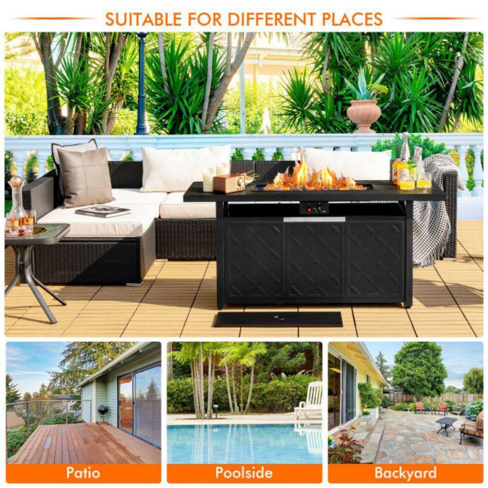 Alpulon 57 in. Steel Outdoor Rectangular Propane Fire Pit Table