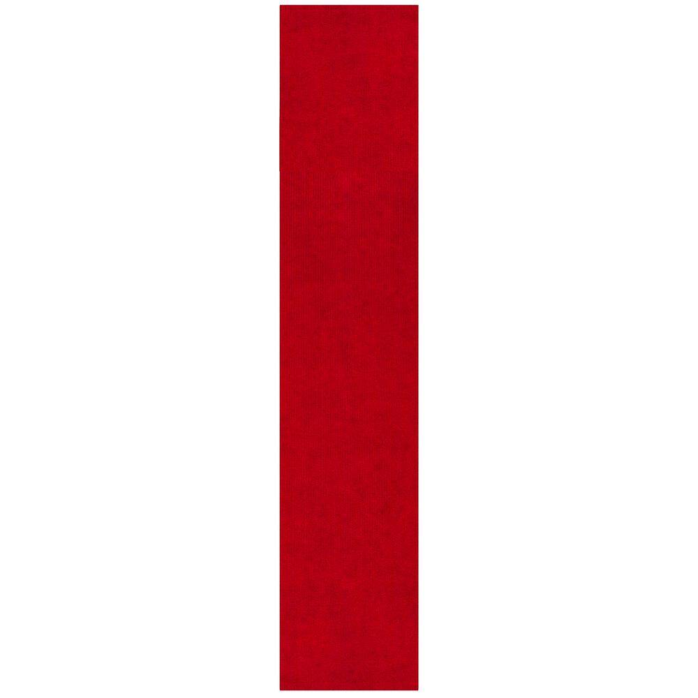 Ottomanson Scrabe Rib Waterproof Non-Slip Rubber Back Runner Rug, 2 ft. W x 29 ft. L, Red, Polypropylene Garage Flooring