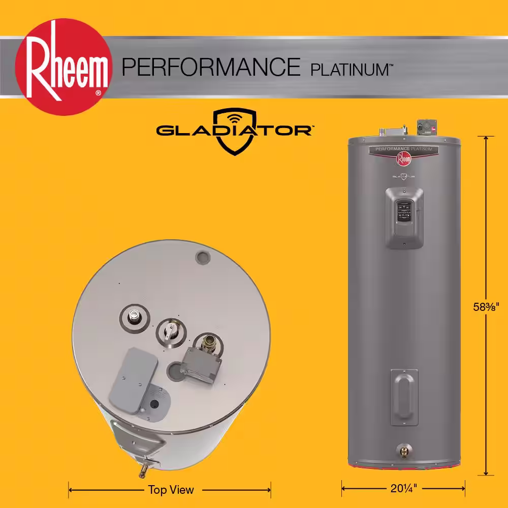 Rheem Gladiator 50 Gal. Tall 12-Year 5500W Electric Tank Water Heater with Leak Detection, Auto Shutoff - WA, OR Version