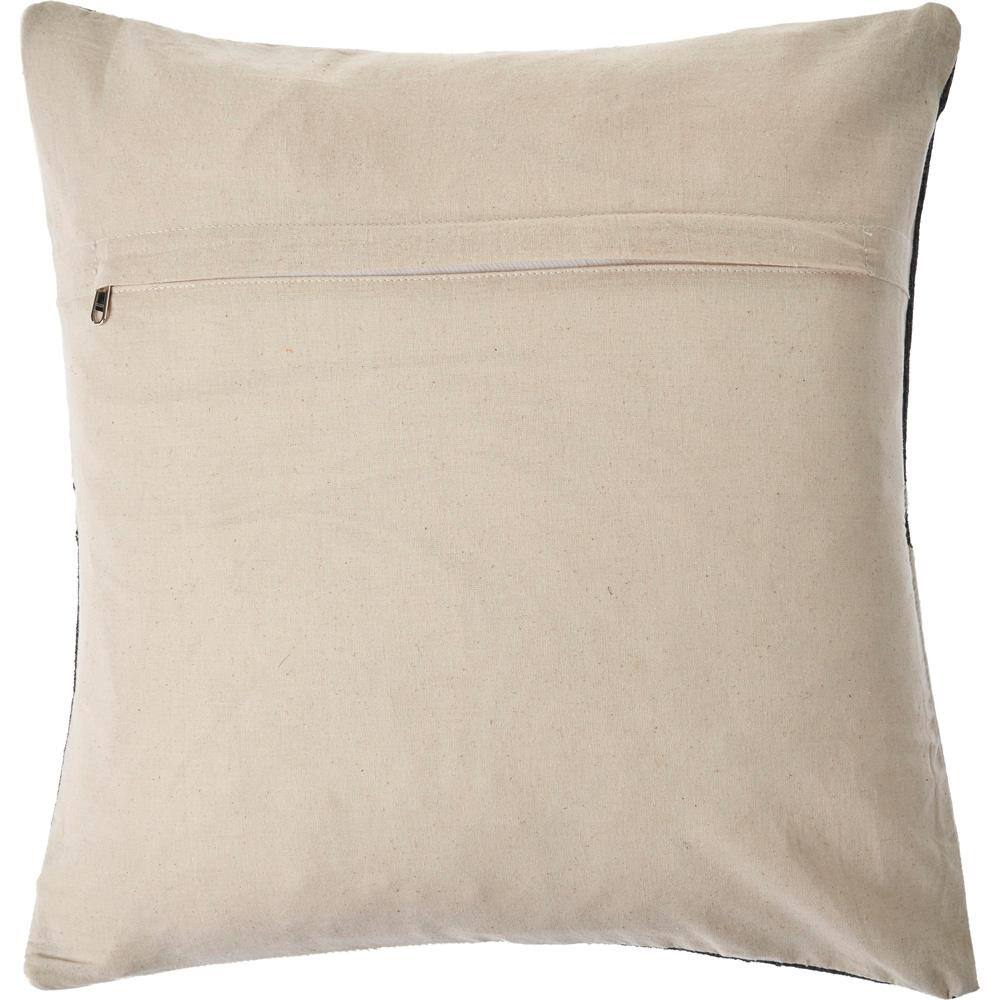 LR Home Geometric Charcoal Black / White Faux Leather Hide 20 in. x 20 in. Throw Pillow