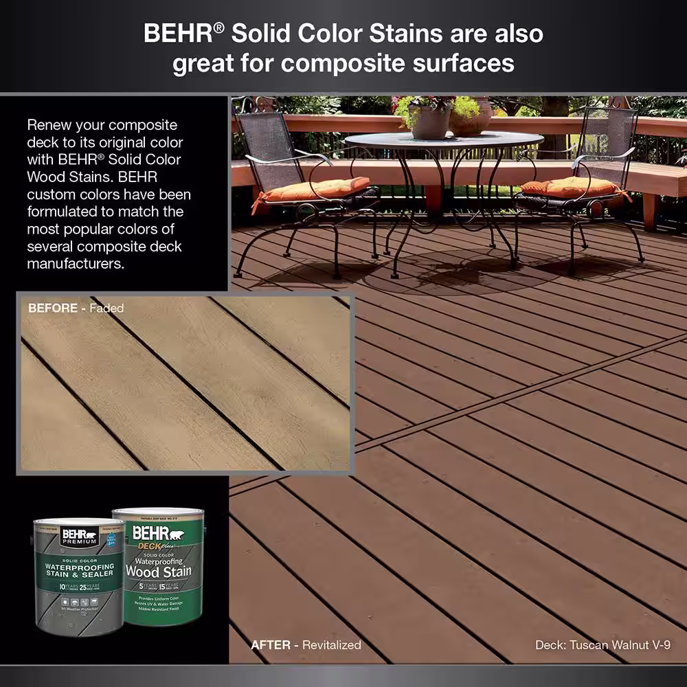 BEHR PREMIUM 1 qt. #S-H-790 Black Suede Solid Color Waterproofing Exterior Wood Stain and Sealer