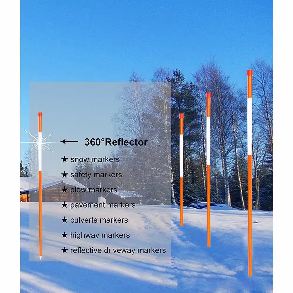 None 48 in. Driveway Reflectors Snow Stakes Driveway Markers 5/16 in. Dia, Orange (12-Pack )