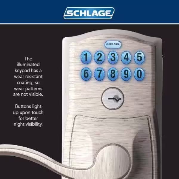 Schlage Plymouth Matte Black Electronic Keypad Door Lock with Accent Handle and Flex Lock