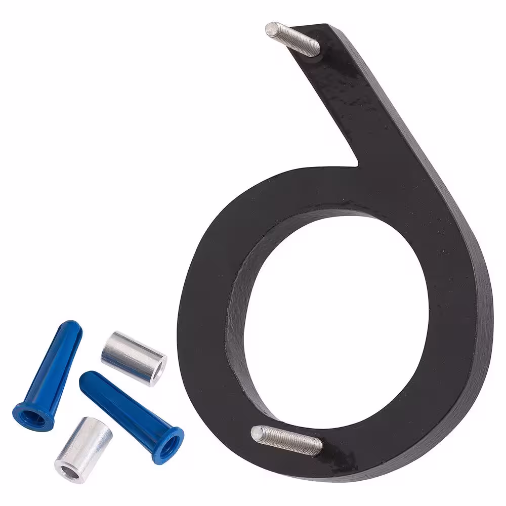 Montague Metal Products 4 in. Satin Nickel/Black 2-Tone Aluminum Floating or Flat Modern House Number 6